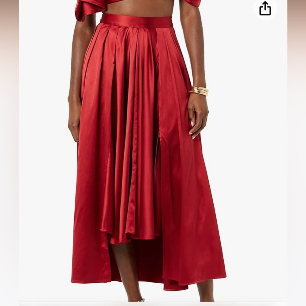 NWT Making The Cut red satin Hi-low maxi skirt episode 5 winning look S.M.XL